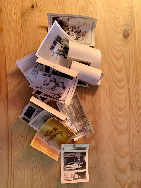 Black and white print photos from a giant bin at the Wooly Fern Oddities Shop.