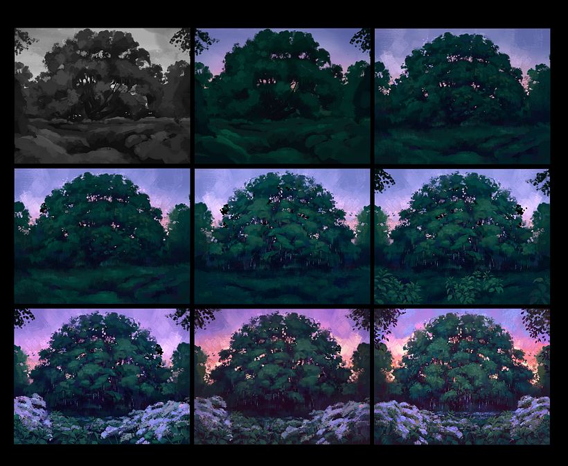 Gouache-style Digital Environment Paintings 4