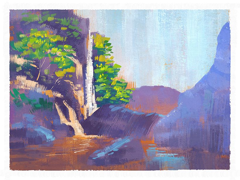 Gouache-style Digital Environment Paintings 8