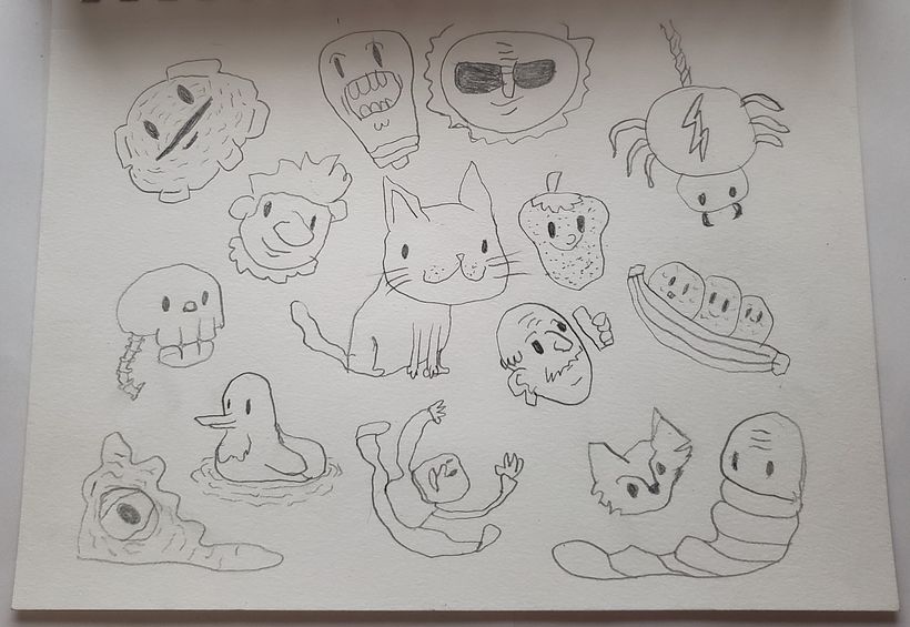 Dibujos con la mano derecha (soy zurdo). Otro ejercicio para estimular la creatividad.