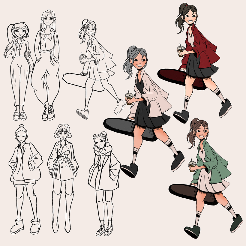 Sketching and finalising color scheme