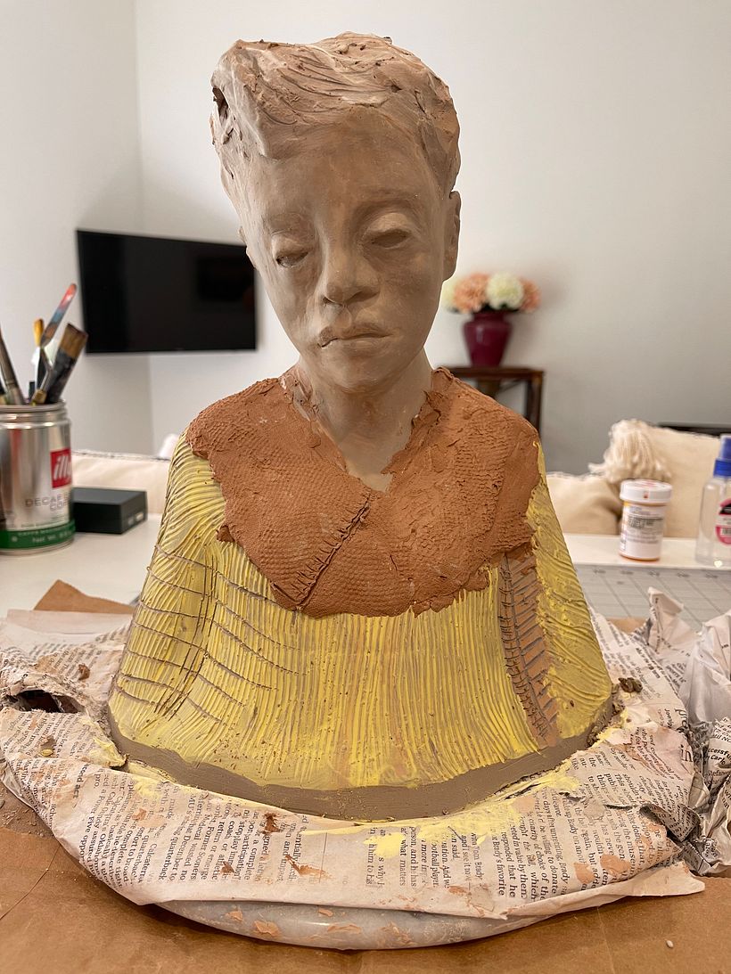 A work in process. I’ve taken off item and want to keep ‘him’ from looking like a choirboy. Best class I’ve ever taken!