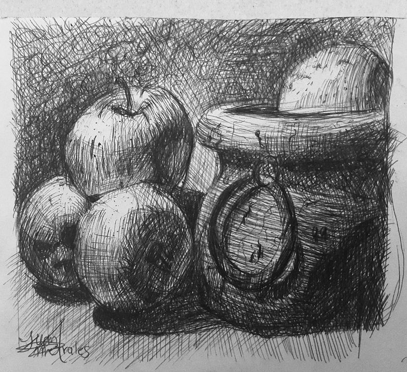 Dibujo Cross Hatching. Bodegón. 1