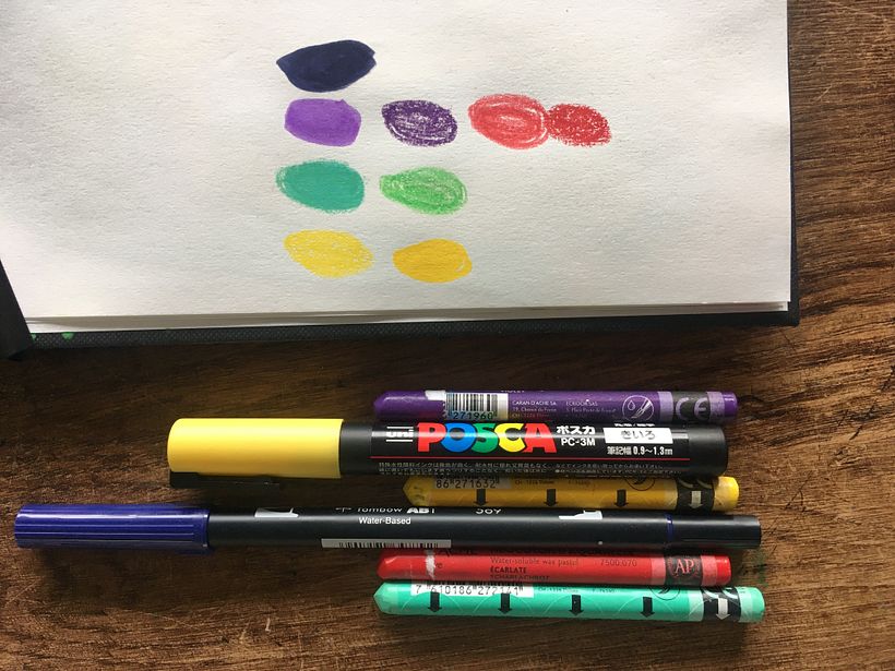 My color palette ( I did not photograph all materials I used)
