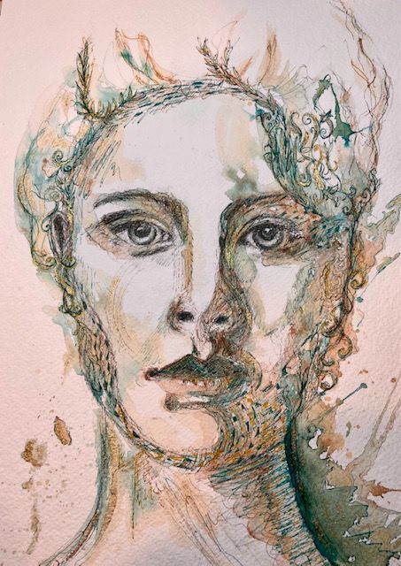 My project for course: Experimental Portraiture with Ink, Tea and Alcohol 1