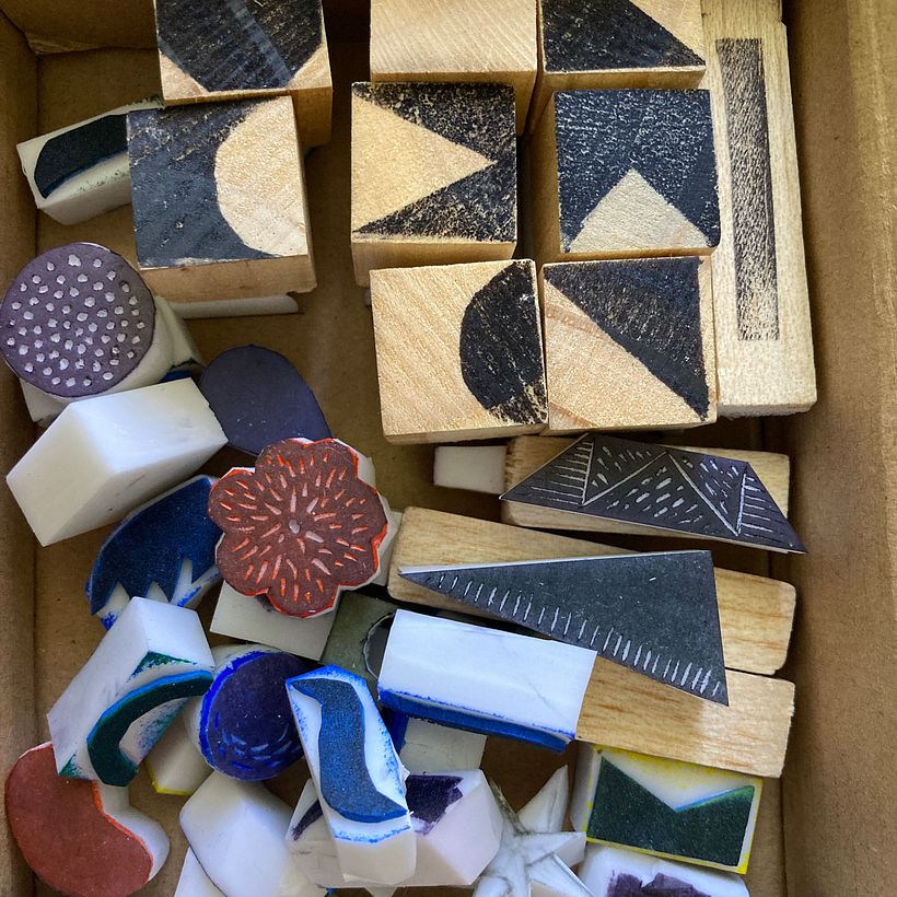 Created these for kids' printmaking classes after taking this course. 