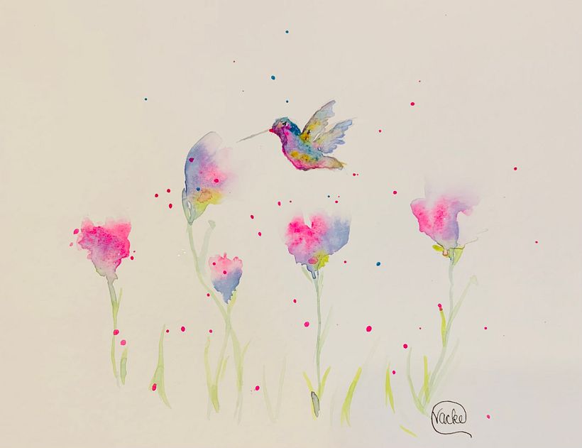 Hummingbird: watercolor, 6x8 - 2022