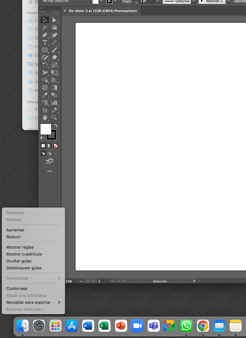 Menú desplegable del curso en Illustrator 1