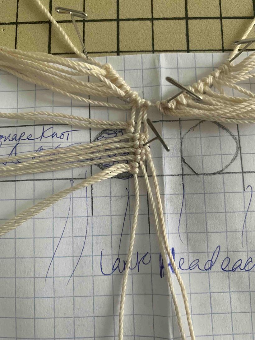 Creating the Neckline and Bust using a Foam Macrame Board and Grid Paper