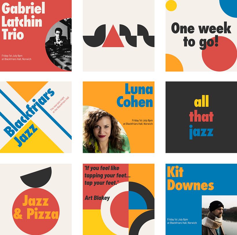 Instagram templates for an event: Jazz Series at a pretend venue 2