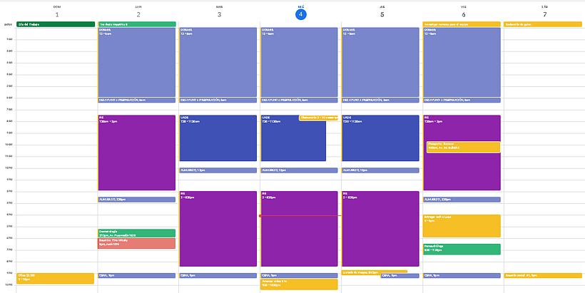 Calendario con Time Blocking