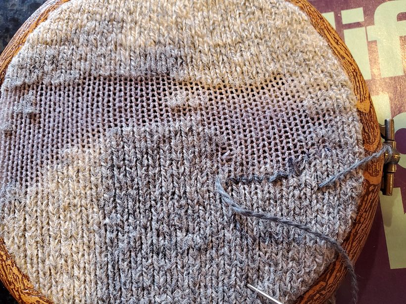 Duplicate stitching on embroidery hoop