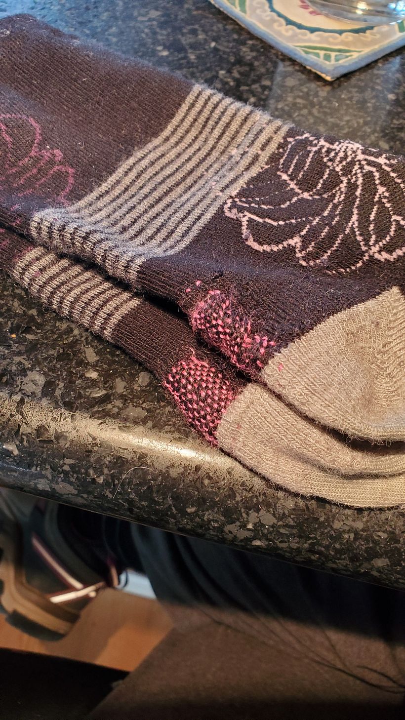 Weaving method completed on both socks. 