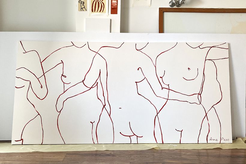 Thin line painting is my favourite style to express feminine beauty.