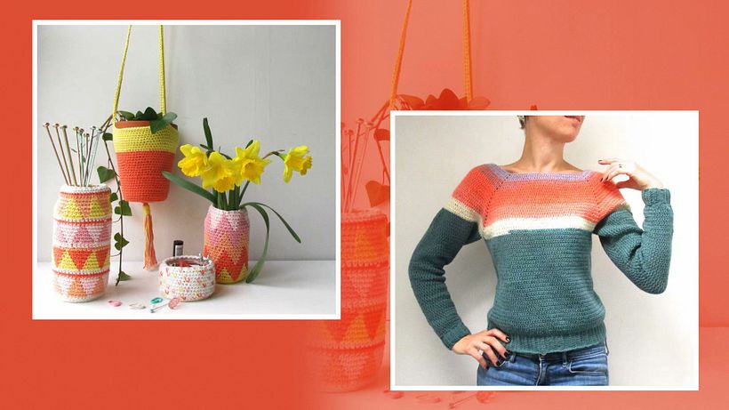 Crochet upcycling examples.