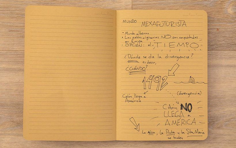 In his course, Alberto drafts a "Mexafuturista" story which reimagines Mexico without European colonization: a uchronia.