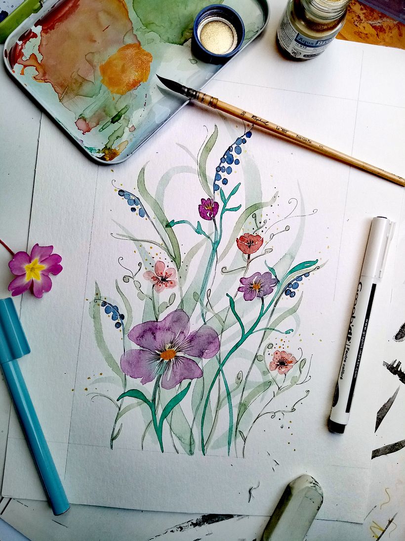 Mon projet du cours : Création d’une composition florale à l’aquarelle 1
