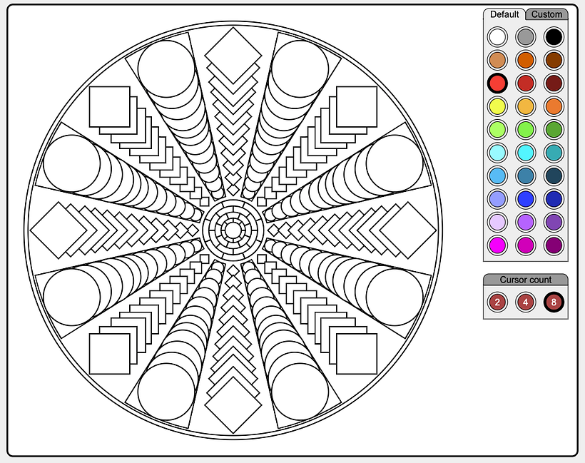 Ein Mandala-Entwurf zum Ausdrucken oder digitalen Ausmalen von der Color Mandala-Website.