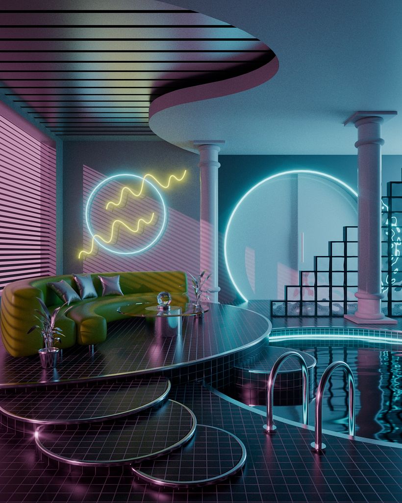 My project for course: 3D Interior Visualizations: Design Retro Spaces in Cinema 4D 3