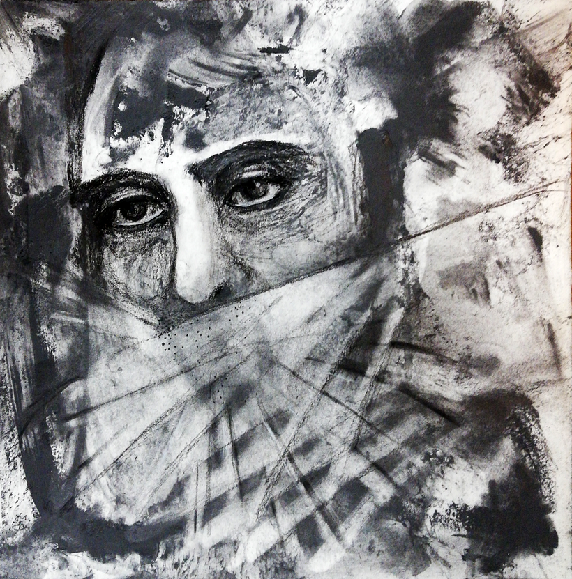 Wet graphite, charcoal