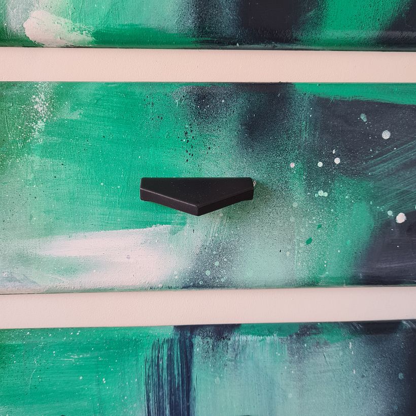 Added vintage handles, primed and spray painted black.