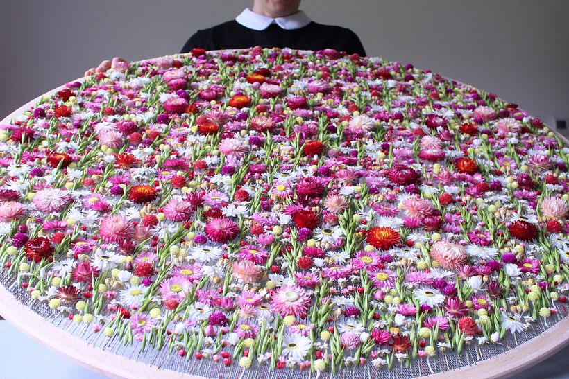 Large scale dried flower embroidery typestry private art commission  1