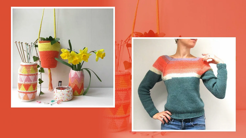 Gehäkelte Upcycling-Beispiele.