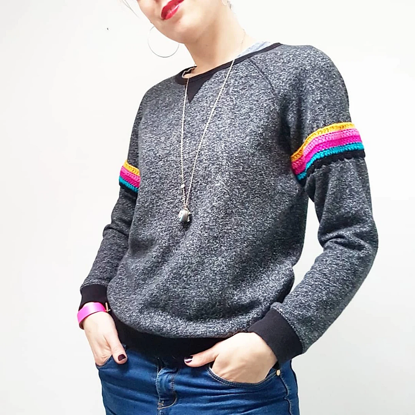 Häkeln, um die Ärmel eines Pullovers zu bearbeiten, by @steelandstitch.