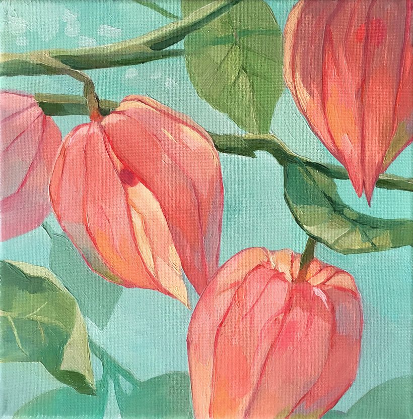 Lantern flower oil painting from photo reference