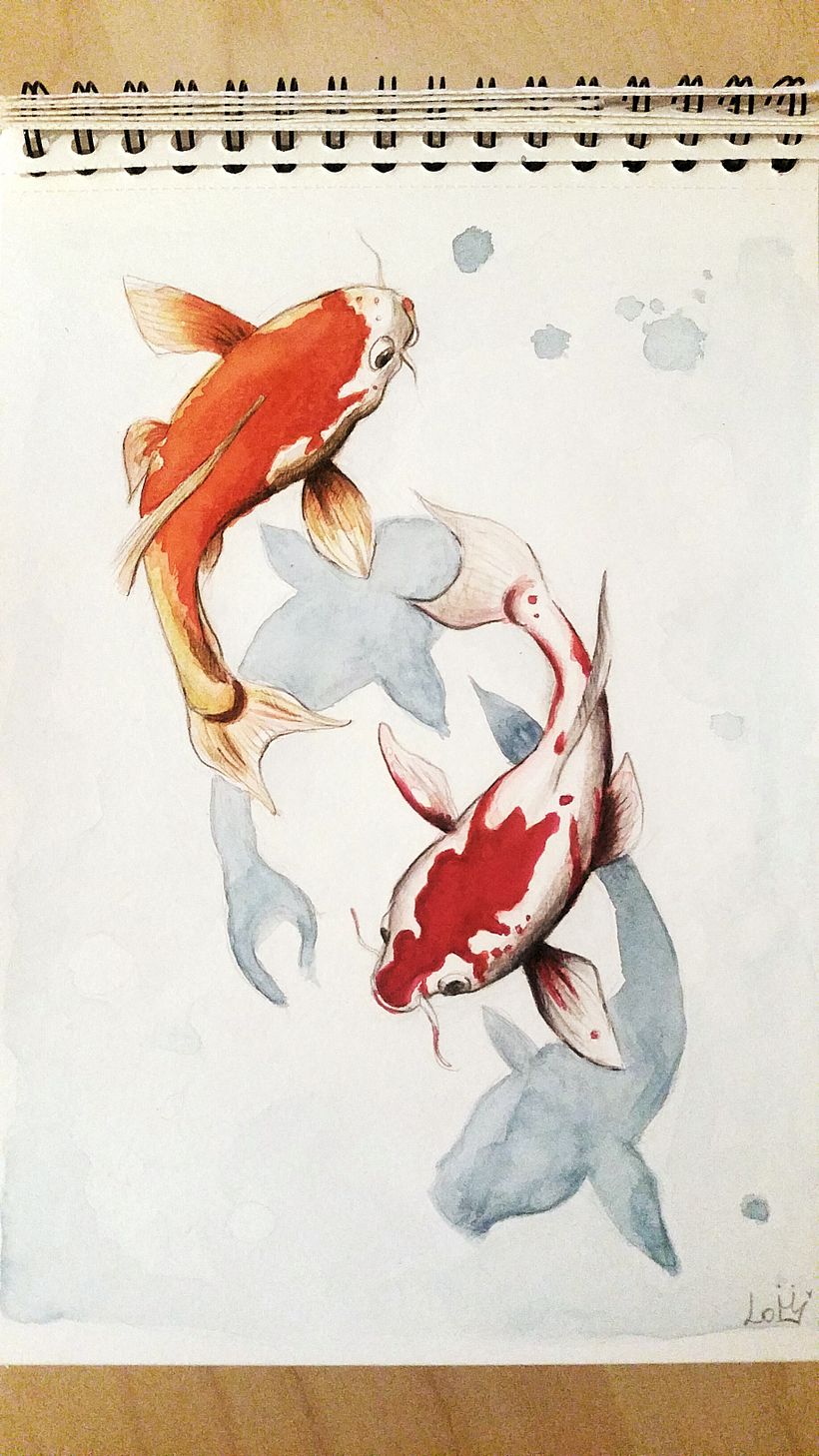 Aquarelle poissons japonais