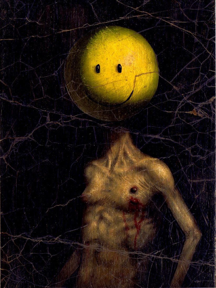 A creepy traditional painting done for an editorial on the loss of innocence in the United States since 9/11