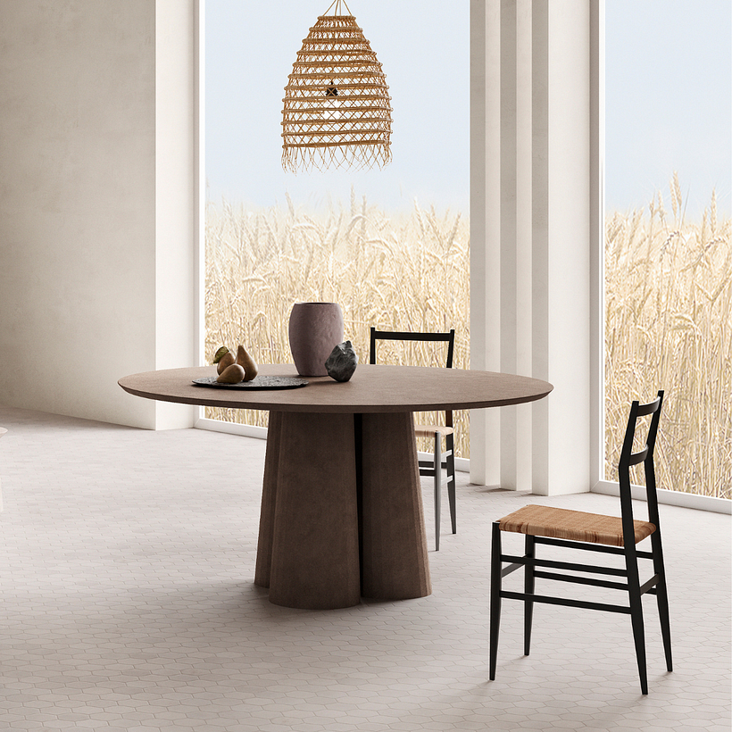 Fusto Round Table e Zazen II per Forma&Cemento