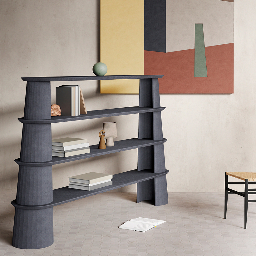 Fusto Bookshelf II e Moodboard II by Studio Irvine per Forma&Cemento
