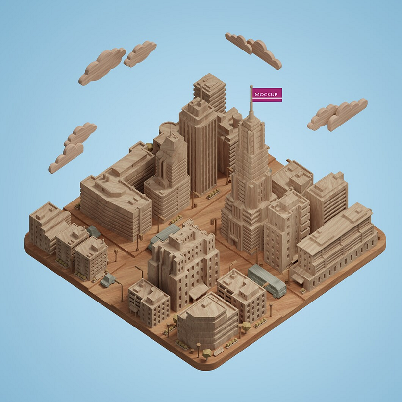 Wooden cities stock designs 3