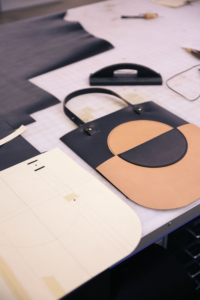 Luna panels cut out. Circle details sewn on.