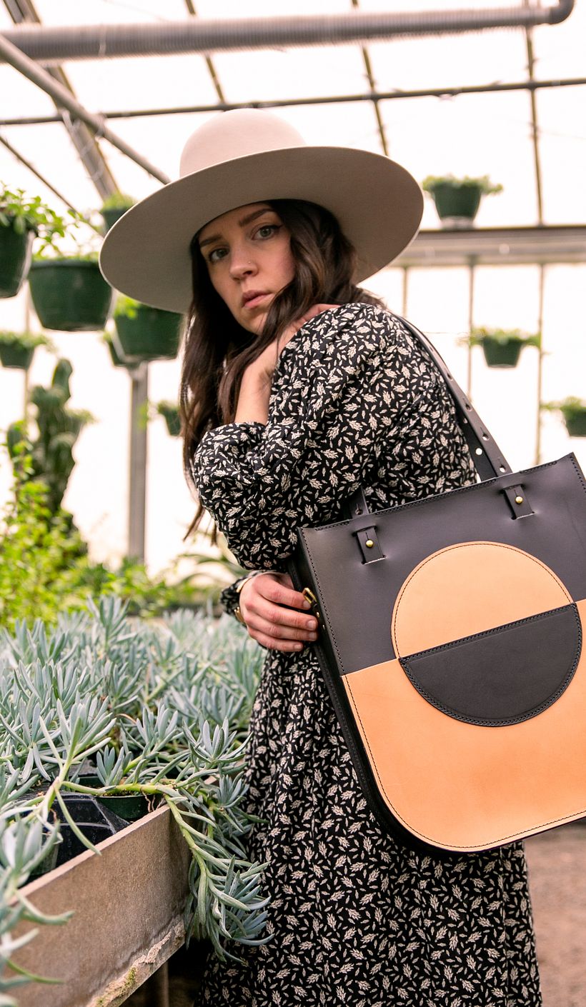 Luna Tote in Black + Tan 6