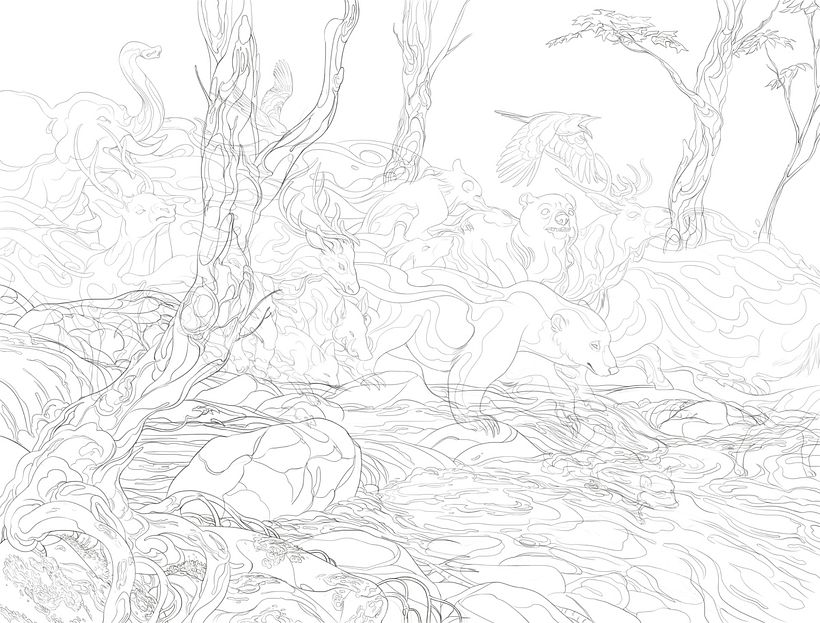 A work in progress shot showing the complexity of line. I tend to use line as an expressive tool.