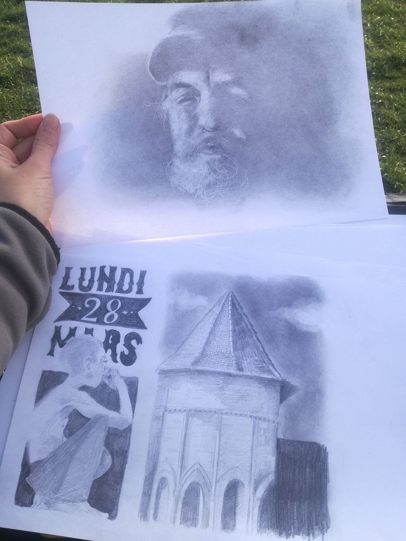 carnet de croquis défi un dessin par jour_je découvre la poudre de graphite