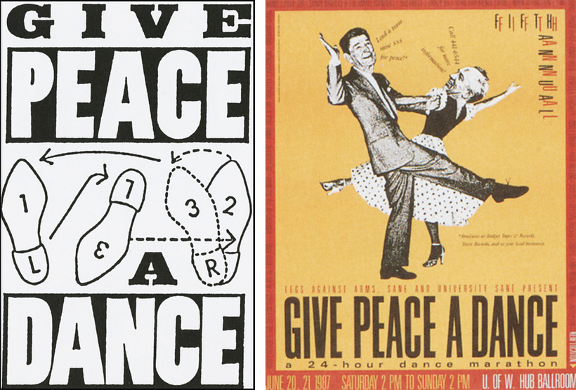 "Give Peace a Dance" logotipo y cartel de Art Chantry (1991). 