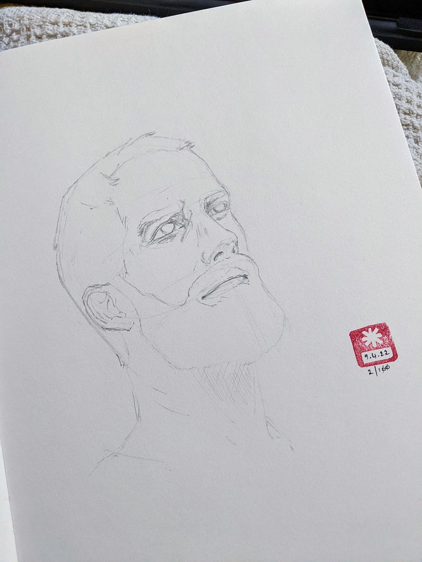 for my second Head, I tried to work faster - I was pleased with the result, but left it unfinished