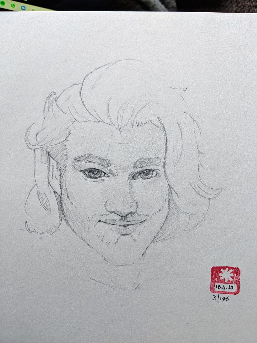 my third Head went ok - I like the hair and the eye on the right, but the other eye doesn't match well!