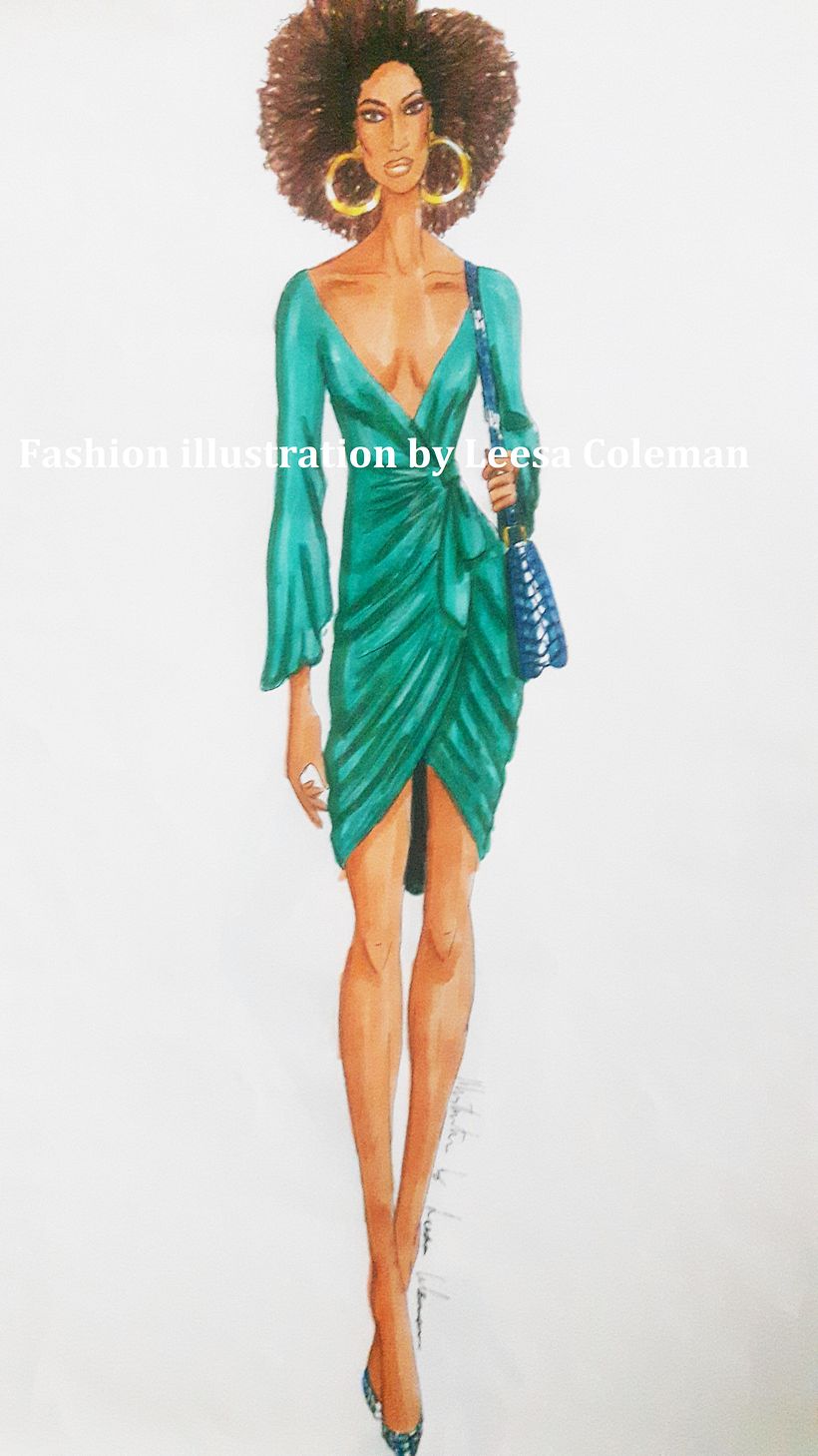 fashion illustration in marker and pen