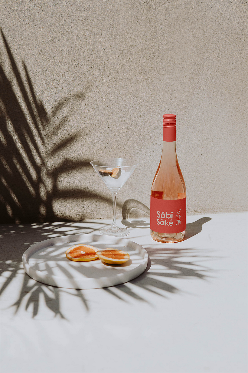 The bottle of saké: The pink background to differ from other saké