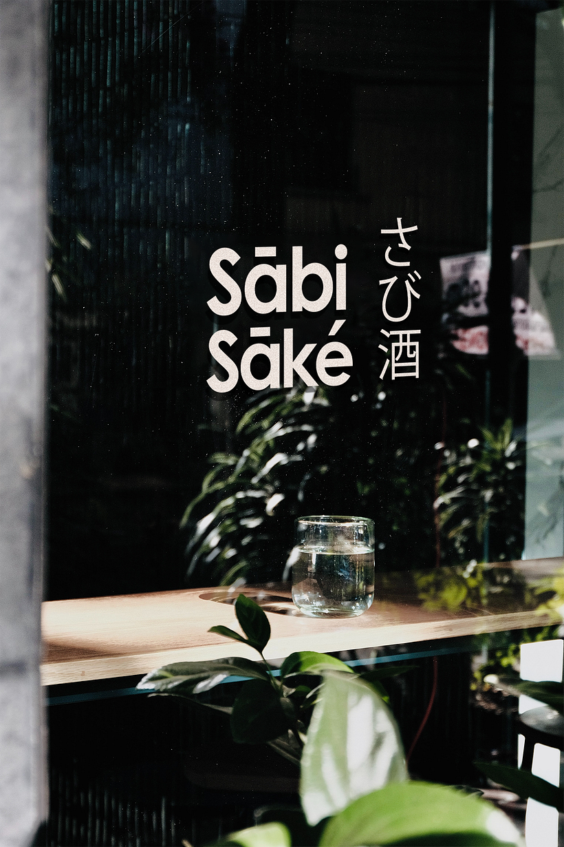 The window from the restaurant: Logo and the atmosphere of the restaurant