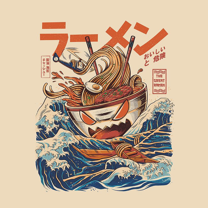 Great Ramen off Kanagawa - Ilustración tradicional