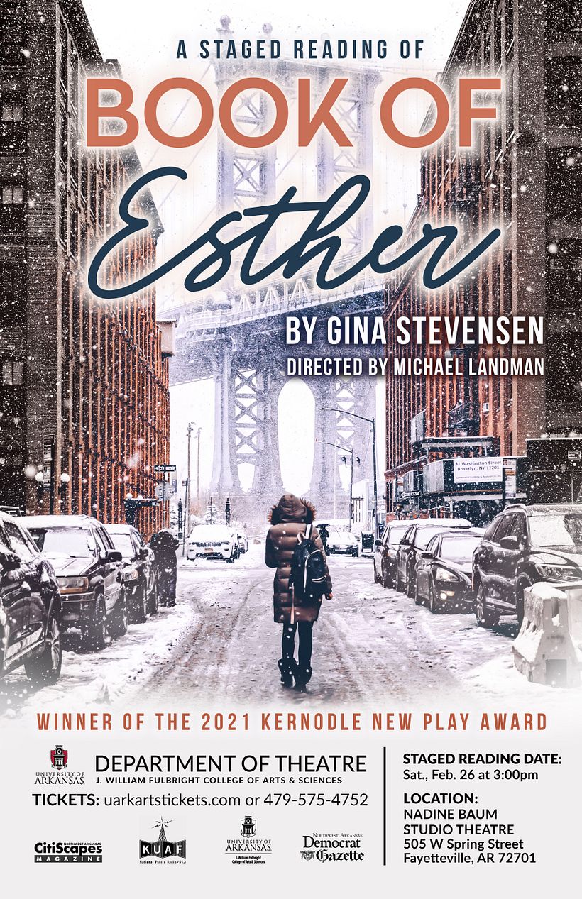 The poster for the reading at the University of Arkansas as the winner of the 2021 Kernodle New Play Award