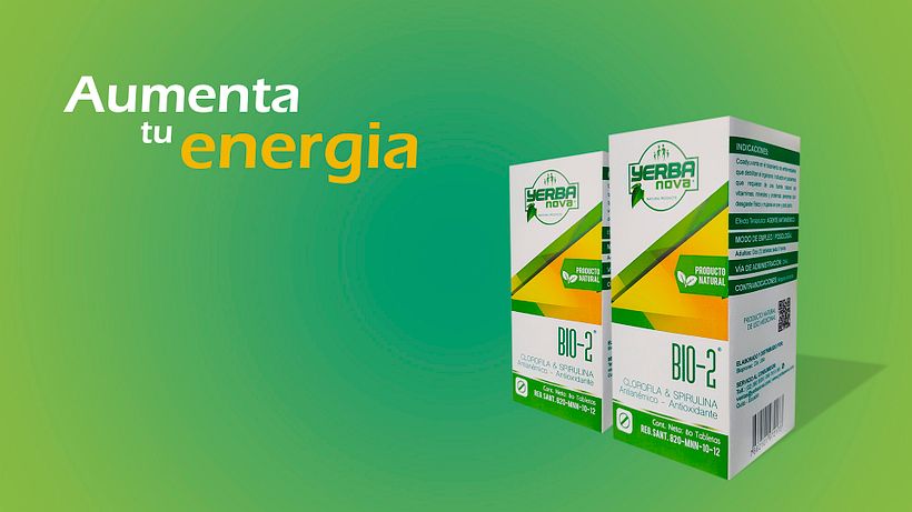 Diseño packaging y fotomontaje  producto natural "Bio-2"