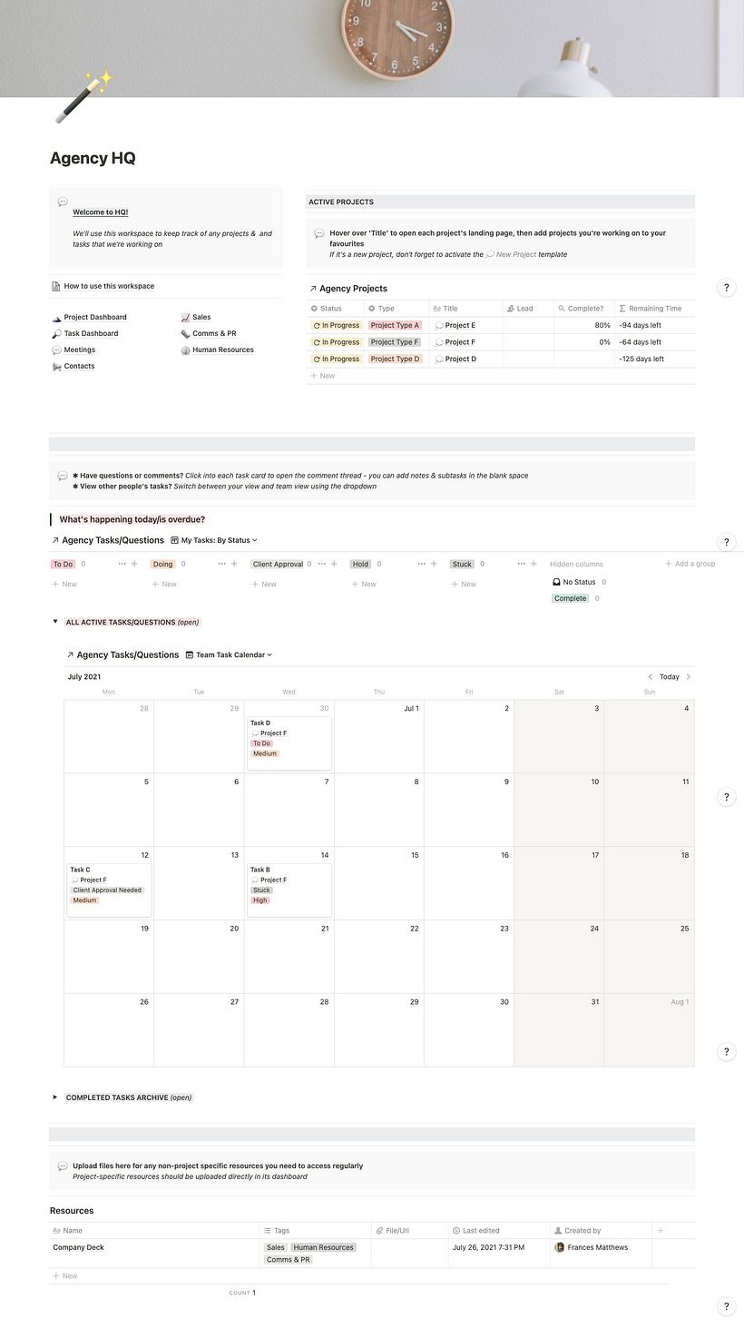 Notion Virtual Office & Productivity Dashboard 1
