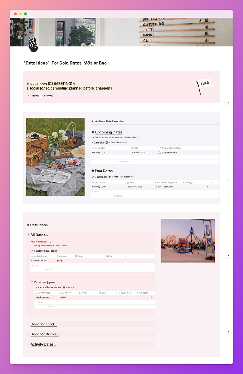 Date Planner Notion Template 1