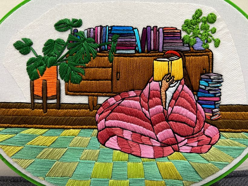 Rainy Day Reader - Embroidery